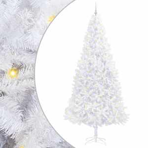 vidaXL Tehisj&otilde;ulupuu koos 300 LED-iga Valge 300 cm PVC ja teras