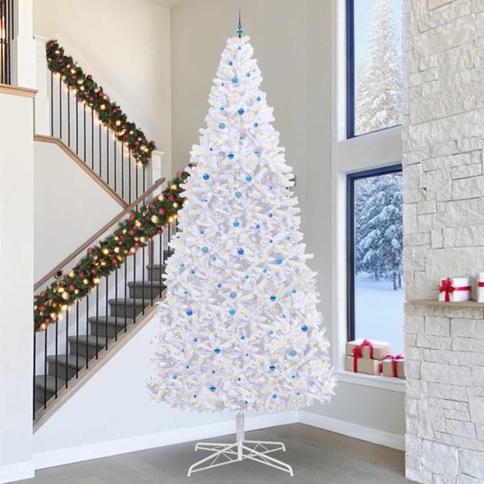 vidaXL Kunstkerstboom Wit 400 cm PVC en staal