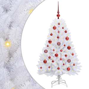 vidaXL Kunstlik kokkupandav j&otilde;ulupuu Valge 120 cm PVC ja teras