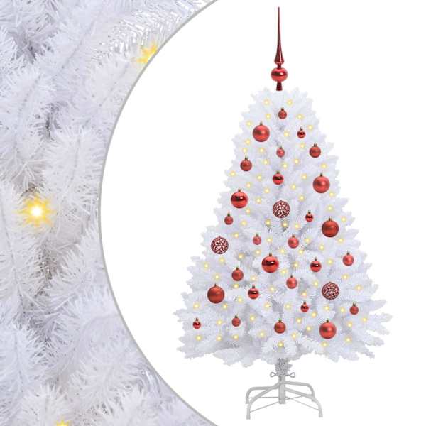 vidaXL Kunstlik kokkupandav j&otilde;ulupuu Valge 120 cm PVC ja teras