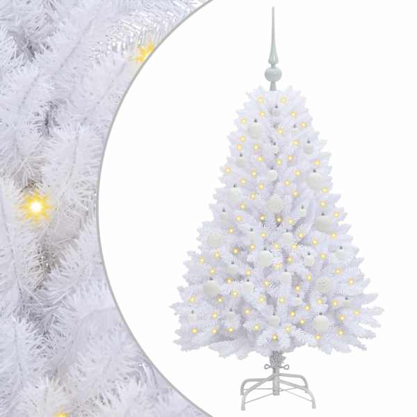 vidaXL Kunstlik kokkupandav j&otilde;ulupuu Valge 120 cm PVC ja teras