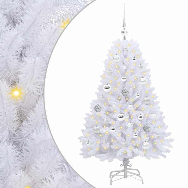 vidaXL Kunstlik kokkupandav j&otilde;ulupuu Valge 120 cm PVC ja teras
