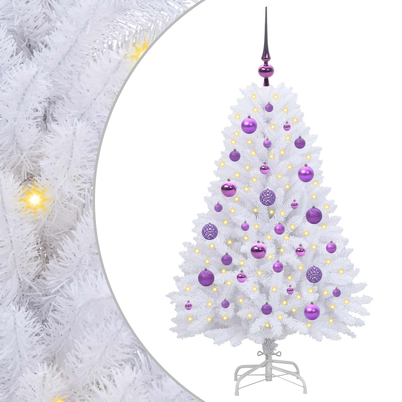 Sapin de Noël Artificiel à Branches Articulées Blanc 120 cm – Image 2
