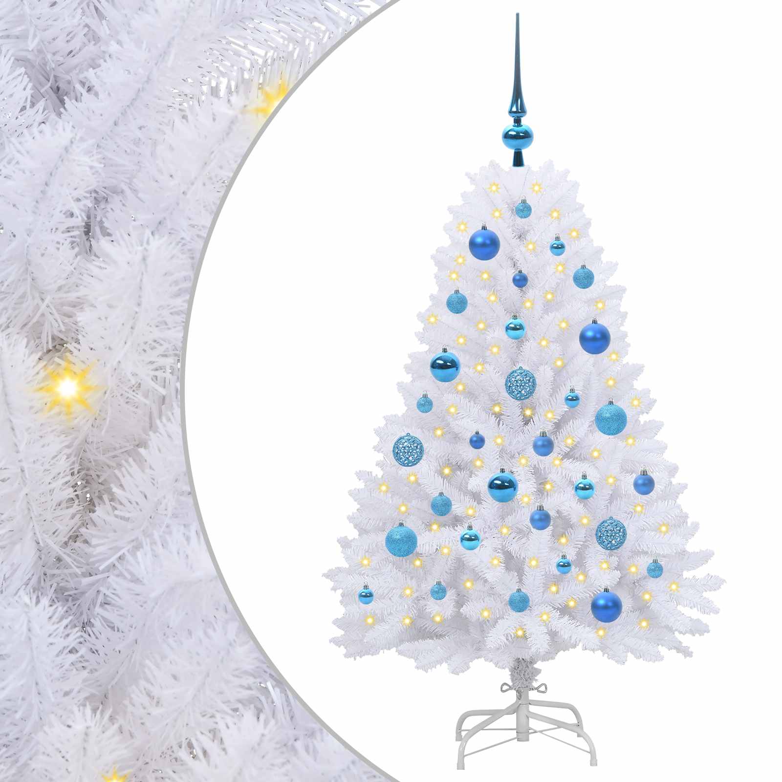Sapin de Noël Artificiel à Branches Articulées Blanc 120 cm – Image 2