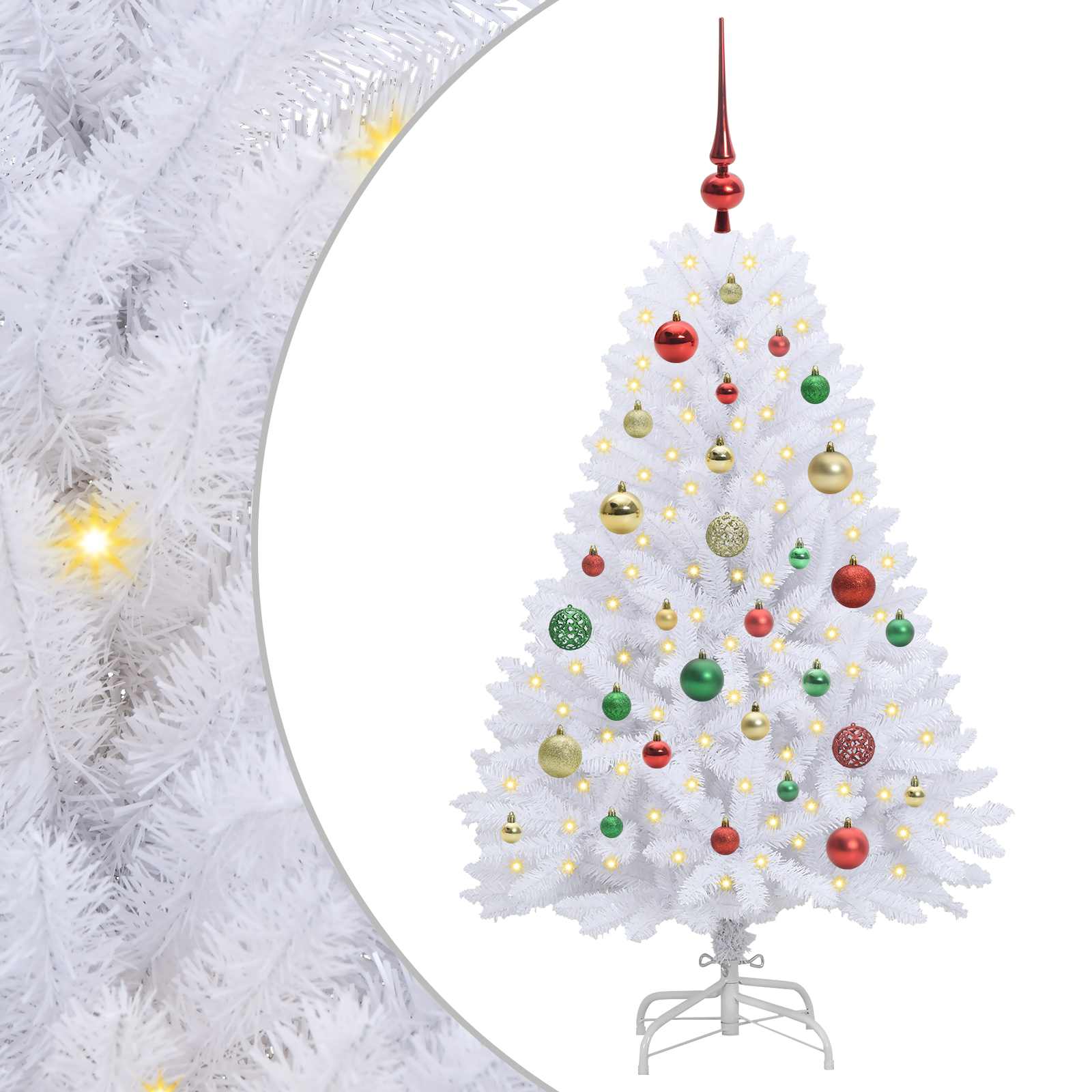 Sapin de Noël Artificiel à Branches Articulées Blanc 120 cm – Image 2