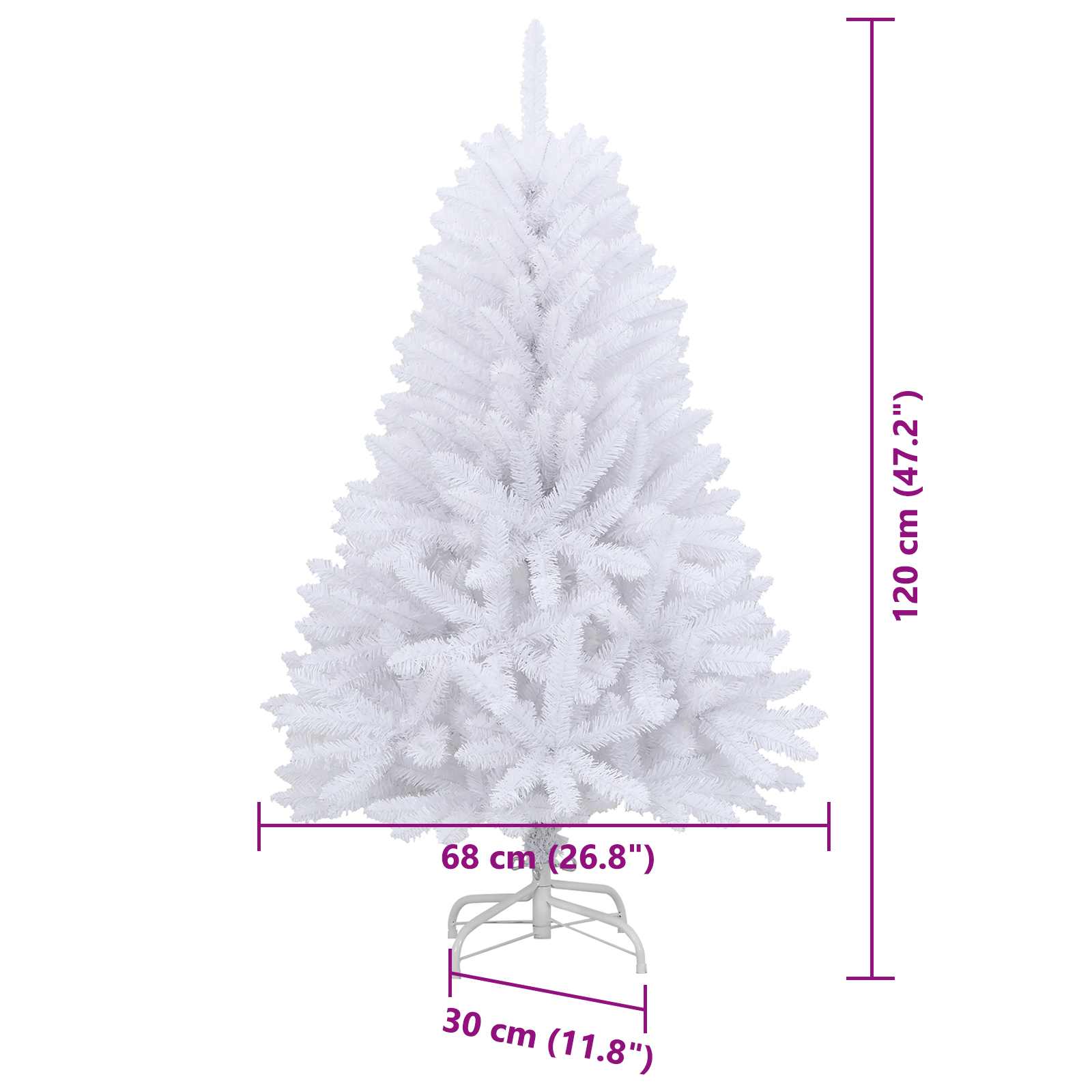 Umělý Skládací Vánoční Strom s stojanem Bílá 120 cm PVC a ocel - obrázek 19