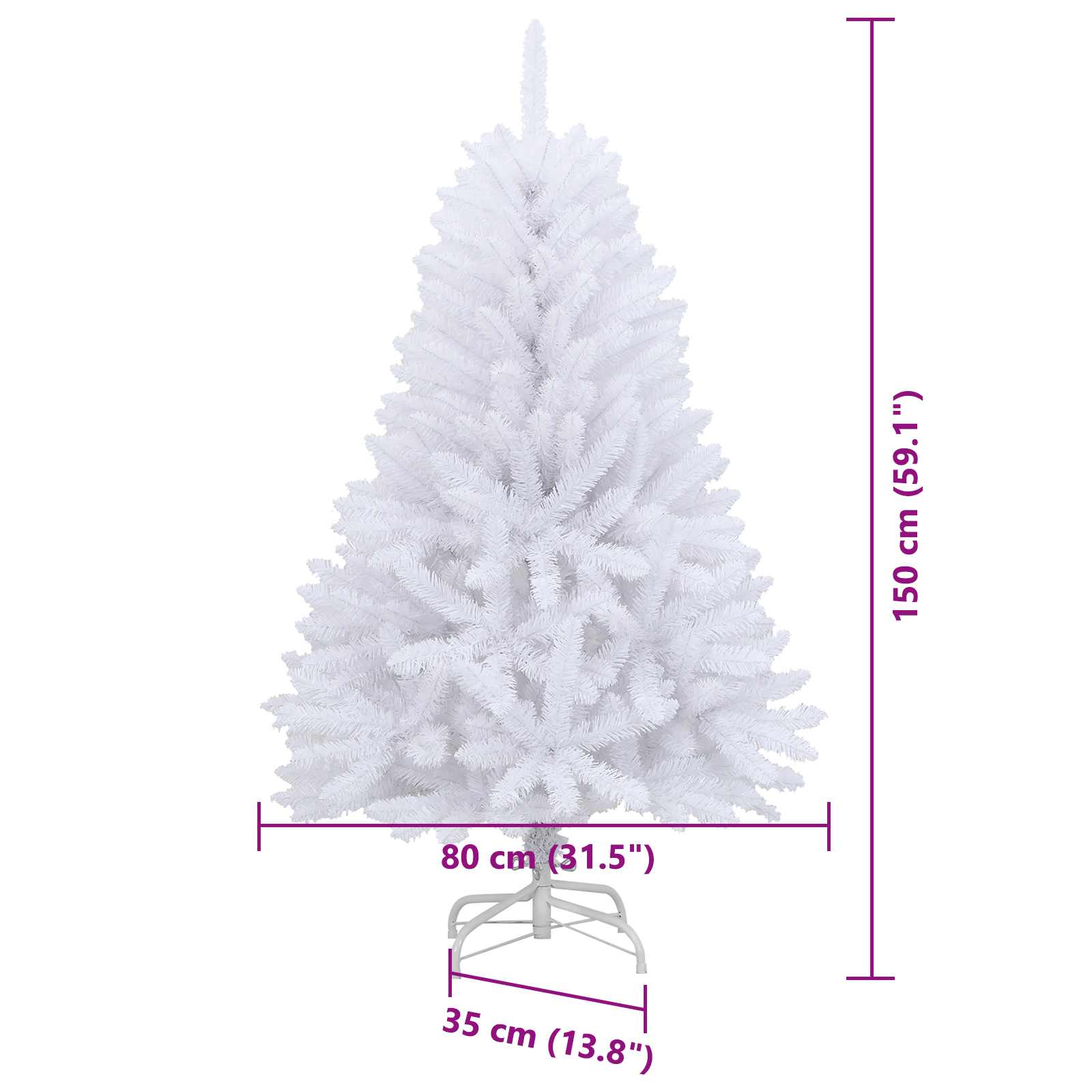 Umělý Skládací Vánoční Strom s stojanem Bílá 150 cm PVC a ocel - obrázek 16
