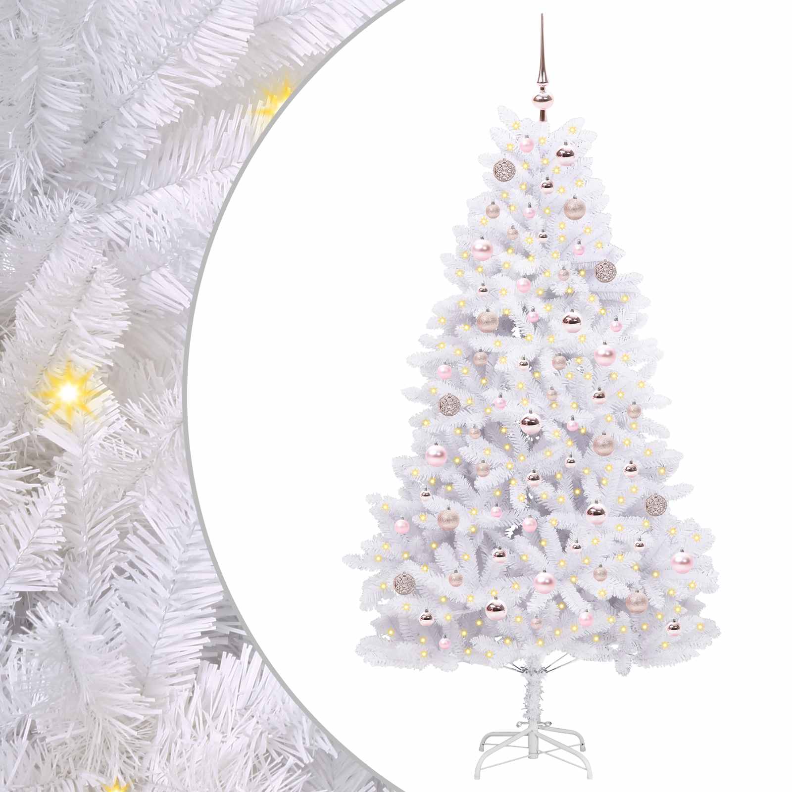 Sapin de Noël Artificiel à Branches Articulées Blanc 180 cm – Image 2