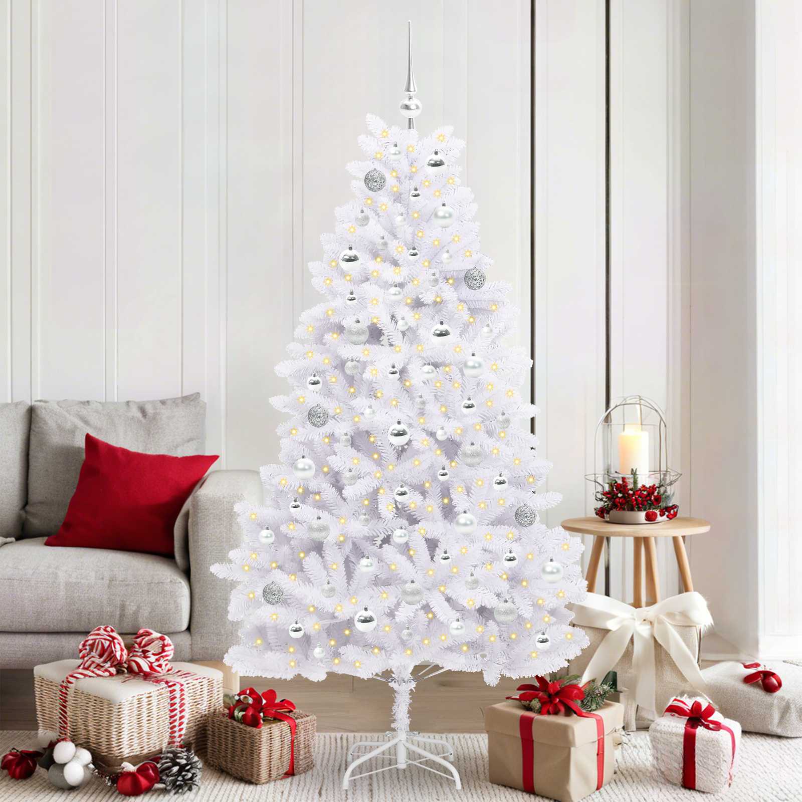 Sapin de Noël Artificiel à Branches Articulées Blanc 180 cm