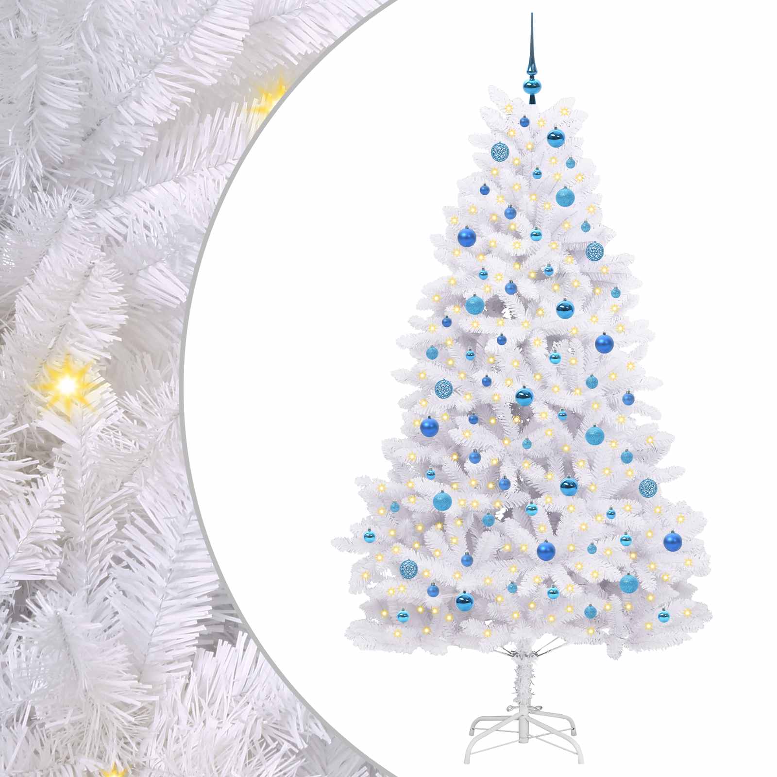vidaXL Umelý Sklápací Vianočný Stromček Biela 210 cm PVC a oceľ