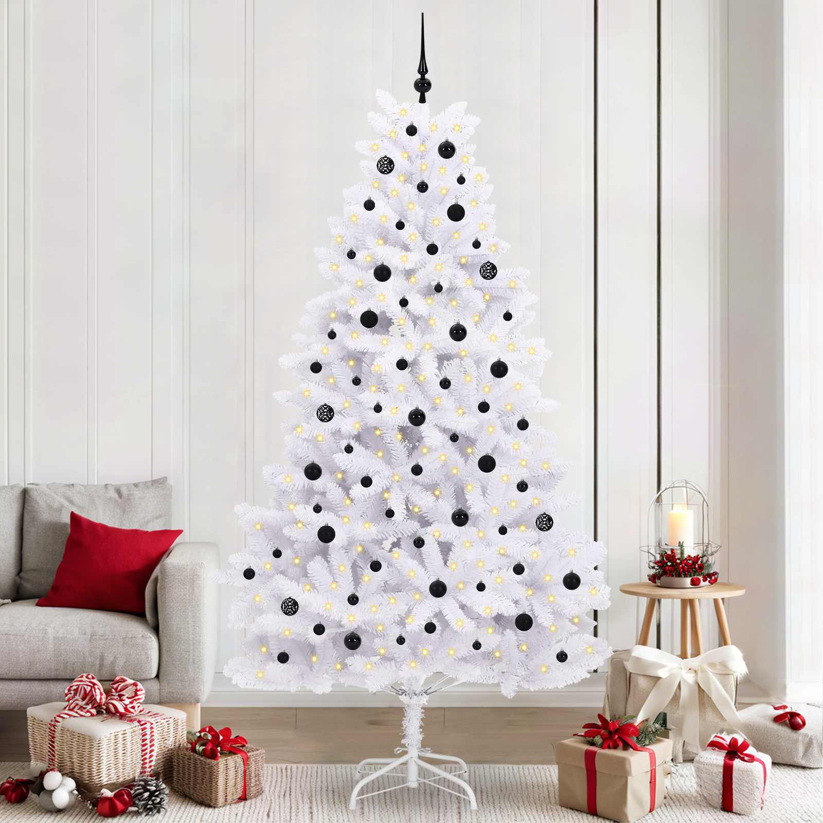 vidaXL Künstlicher klappbarer Weihnachtsbaum Weiß 240 cm PVC und Stahl