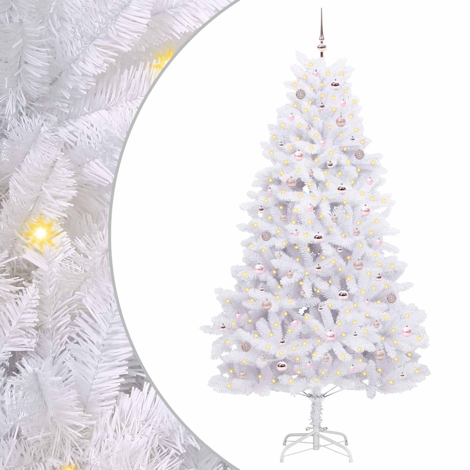 vidaXL Umelý Sklápací Vianočný Stromček Biela 240 cm PVC a oceľ