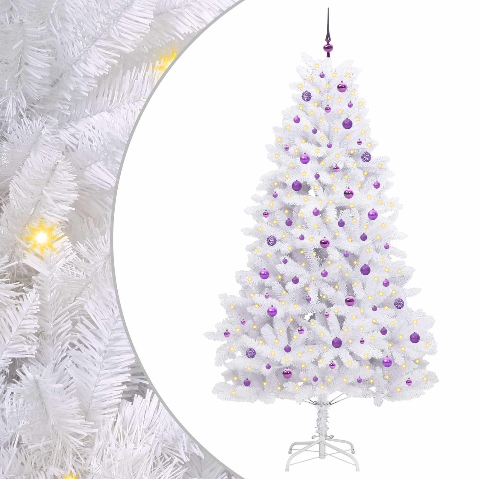 Sapin de Noël Artificiel à Branches Articulées Blanc 240 cm – Image 2