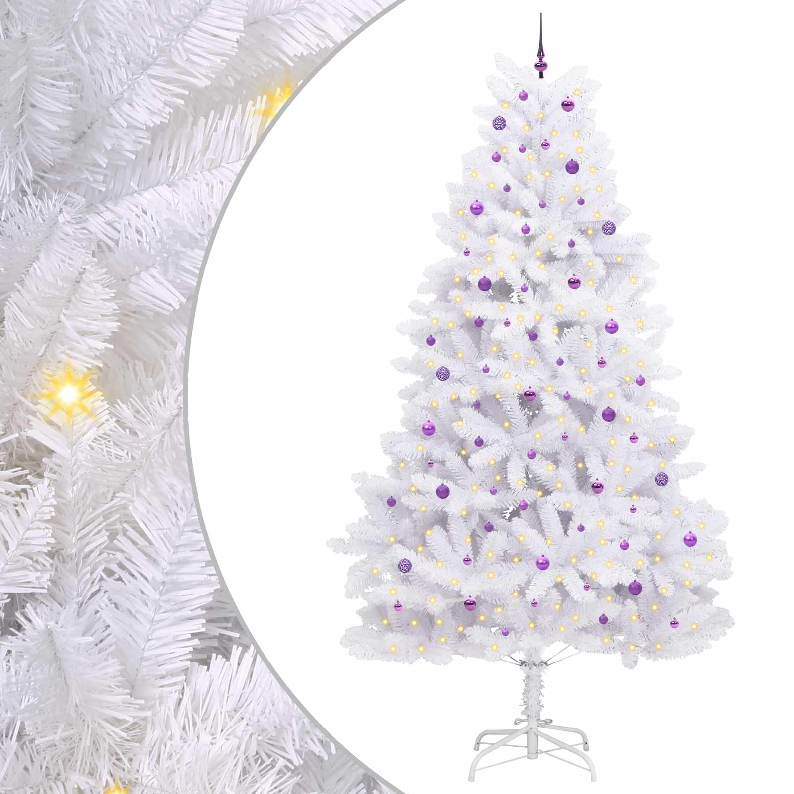 vidaXL Umelý Sklápací Vianočný Stromček Biela 300 cm PVC a oceľ