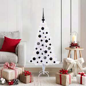 Umestno božično drevo med 150 LED Bela 120 cm PVC in jeklo