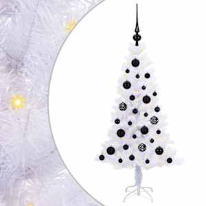 vidaXL Tehisj&otilde;ulupuu koos 150 LED-iga Valge 120 cm PVC ja teras