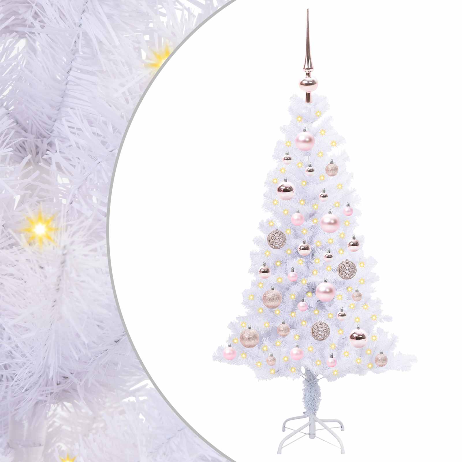 Sapin de Noël artificiel avec 150 LED Blanc 120 cm PVC et Acier – Image 2