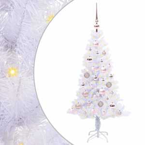 vidaXL Tehisj&otilde;ulupuu koos 150 LED-iga Valge 120 cm PVC ja teras