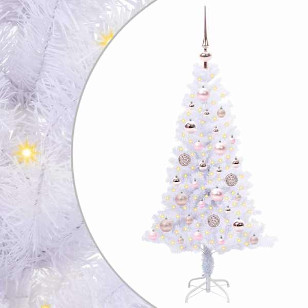 vidaXL Tehisj&otilde;ulupuu koos 150 LED-iga Valge 120 cm PVC ja teras
