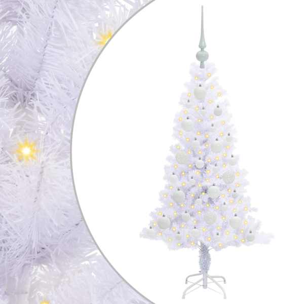 vidaXL Tehisj&otilde;ulupuu koos 150 LED-iga Valge 120 cm PVC ja teras