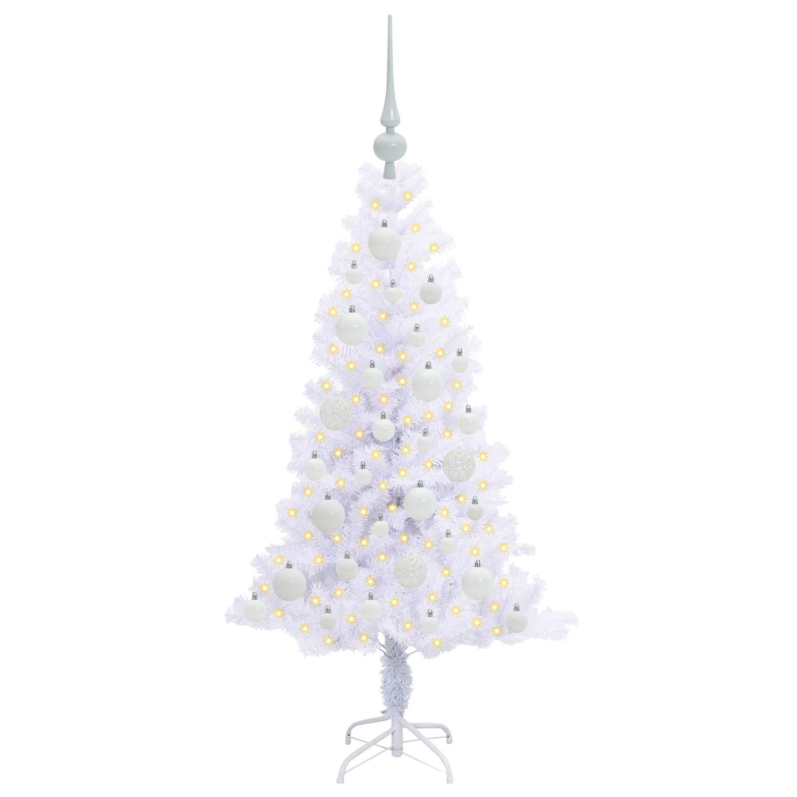 Sapin de Noël artificiel avec 150 LED Blanc 120 cm PVC et Acier – Image 3