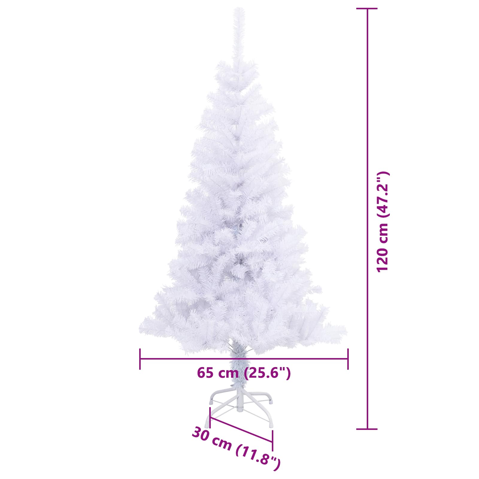 Umělý vánoční stromeček s stojanem Bílá 120 cm PVC a ocel - obrázek 14