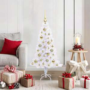 Umestno božično drevo med 150 LED Bela 120 cm PVC in jeklo