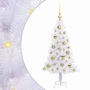 vidaXL Tehisj&otilde;ulupuu koos 150 LED-iga Valge 120 cm PVC ja teras