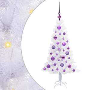 vidaXL Tehisj&otilde;ulupuu koos 150 LED-iga Valge 120 cm PVC ja teras