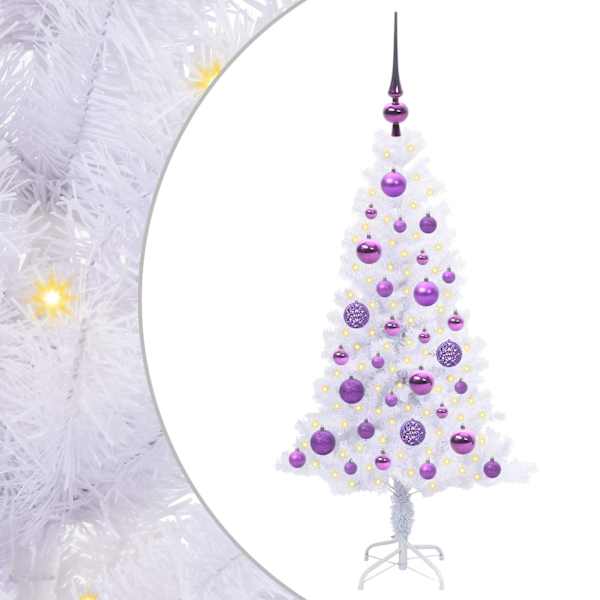 vidaXL Tehisj&otilde;ulupuu koos 150 LED-iga Valge 120 cm PVC ja teras