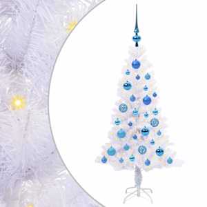 vidaXL Tehisj&otilde;ulupuu koos 150 LED-iga Valge 120 cm PVC ja teras