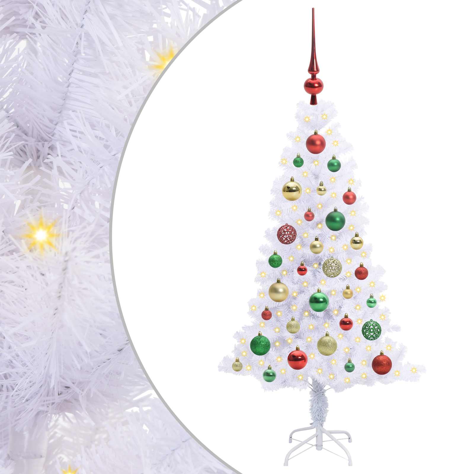 Sapin de Noël artificiel avec 150 LED Blanc 120 cm PVC et Acier – Image 2