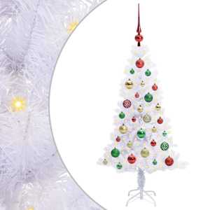 vidaXL Tehisj&otilde;ulupuu koos 150 LED-iga Valge 120 cm PVC ja teras
