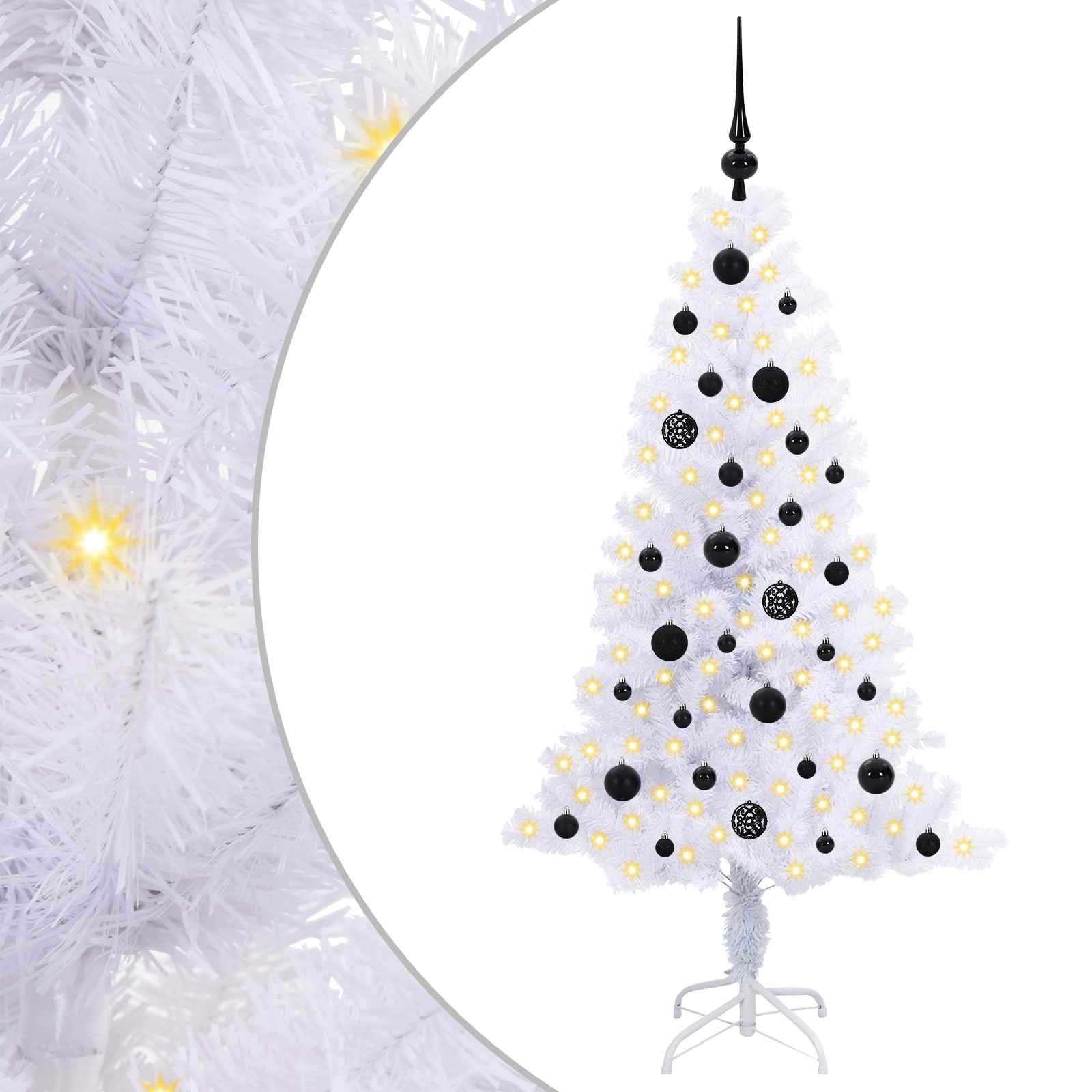 Sapin de Noël artificiel avec 150 LED Blanc 150 cm PVC et Acier – Image 2