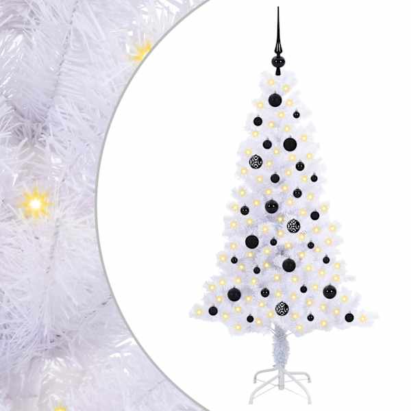 vidaXL Tehisj&otilde;ulupuu koos 150 LED-iga Valge 150 cm PVC ja teras