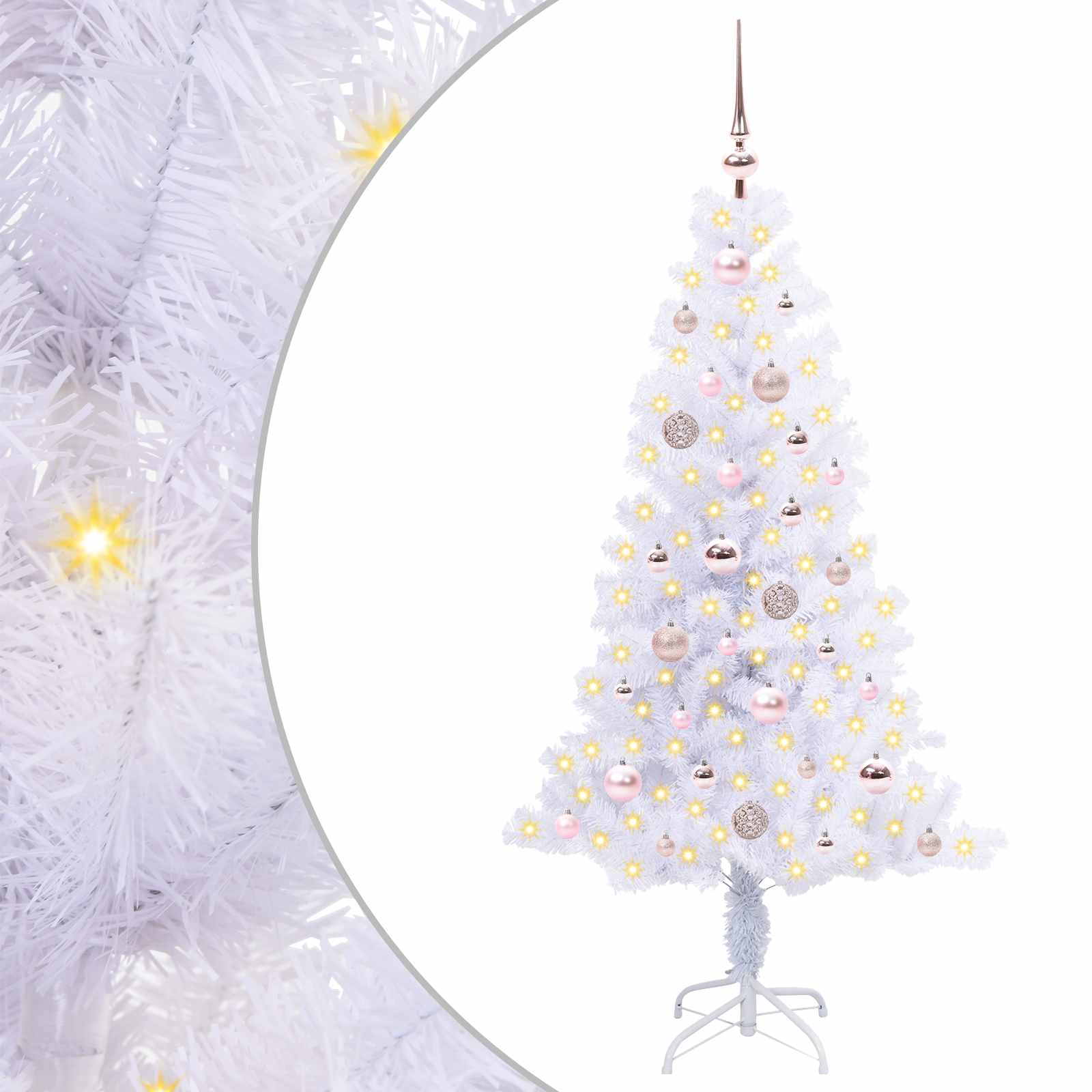 Sapin de Noël artificiel avec 150 LED Blanc 150 cm PVC et Acier – Image 2