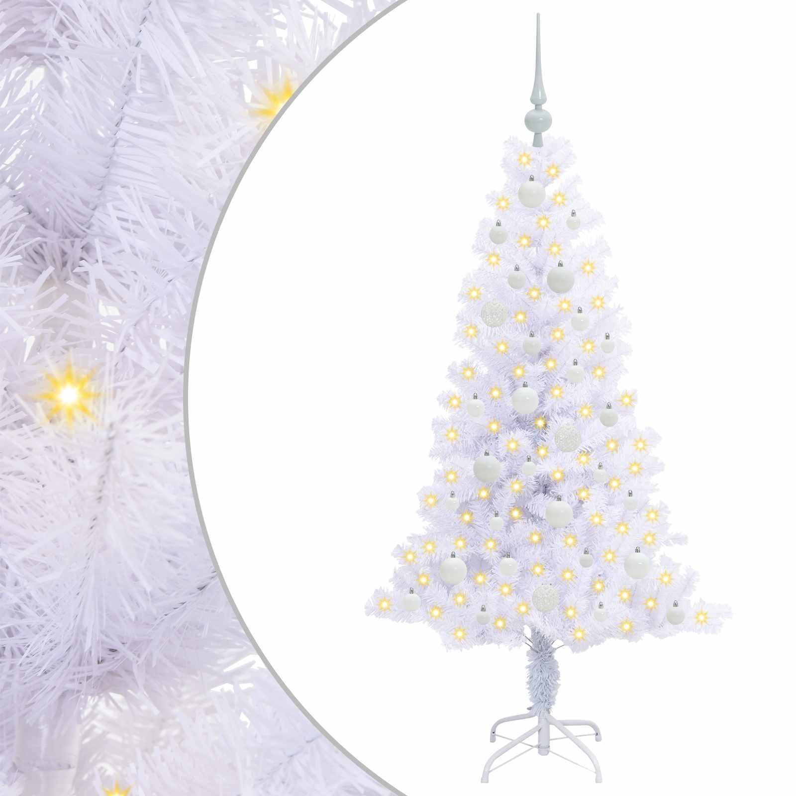 Sapin de Noël artificiel avec 150 LED Blanc 150 cm PVC et Acier – Image 2
