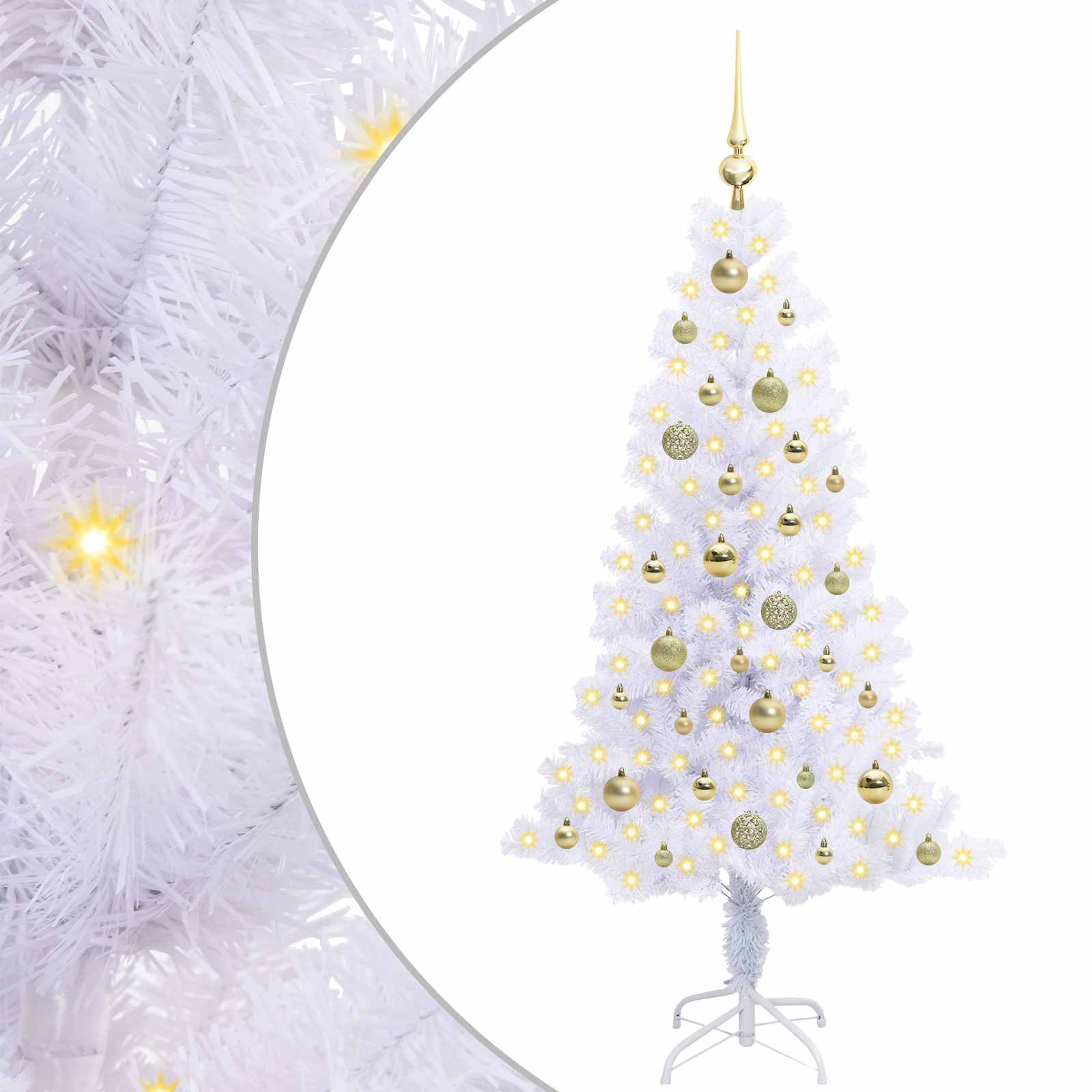 Sapin de Noël artificiel avec 150 LED Blanc 150 cm PVC et Acier – Image 2