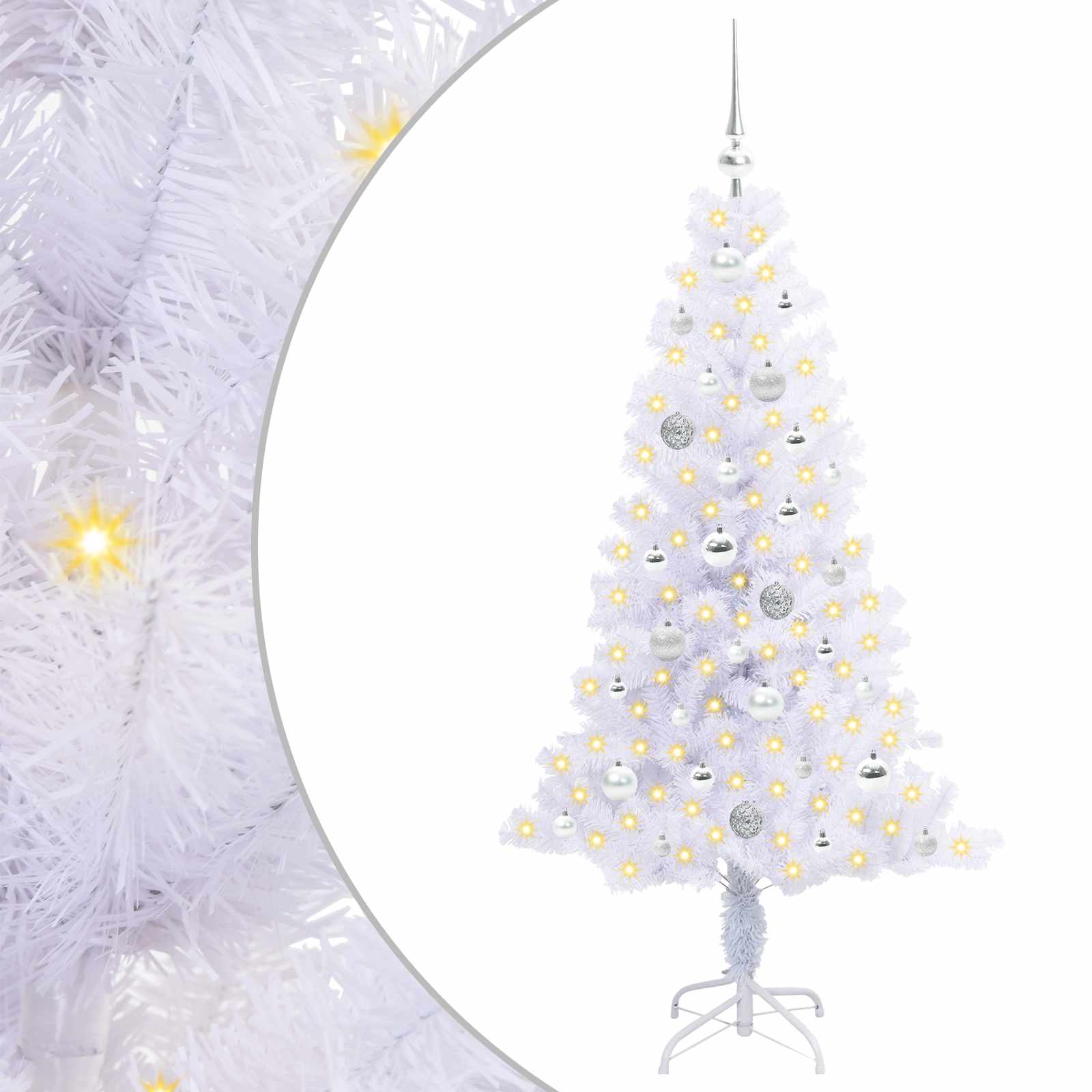 Sapin de Noël artificiel avec 150 LED Blanc 150 cm PVC et Acier – Image 2