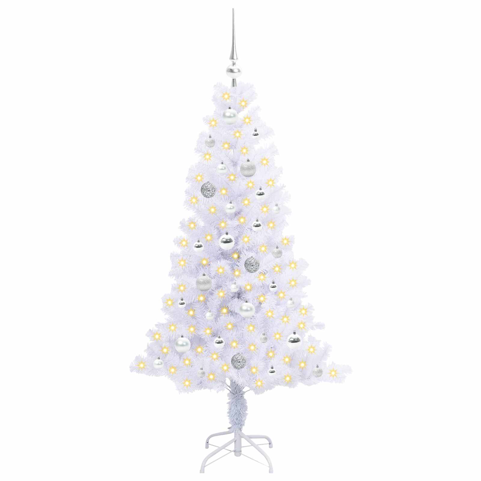 Sapin de Noël artificiel avec 150 LED Blanc 150 cm PVC et Acier – Image 3