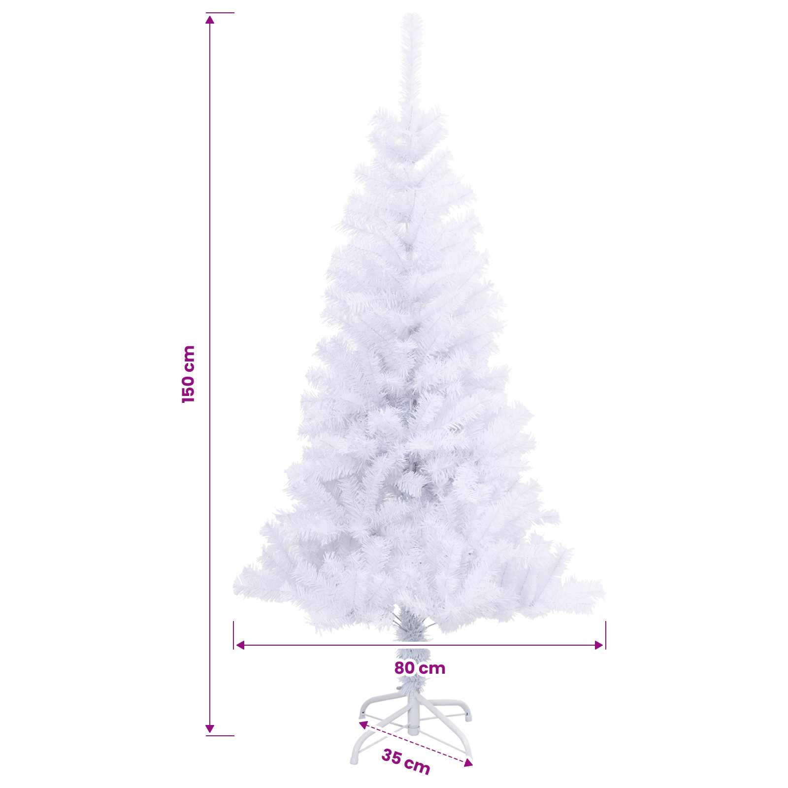 vidaXL Künstlicher Weihnachtsbaum Weiß 150 cm PVC und Stahl – Bild 14