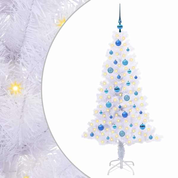 vidaXL Tehisj&otilde;ulupuu koos 150 LED-iga Valge 150 cm PVC ja teras