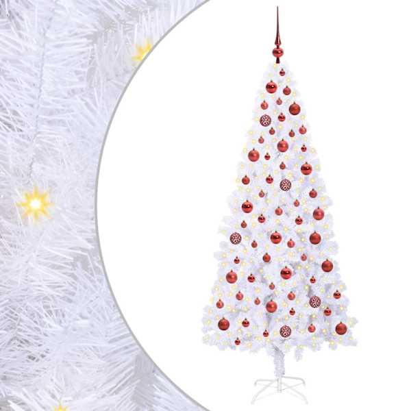 vidaXL Tehisj&otilde;ulupuu koos 300 LED-iga Valge 180 cm PVC ja teras