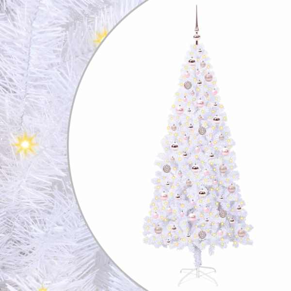 vidaXL Tehisj&otilde;ulupuu koos 300 LED-iga Valge 180 cm PVC ja teras