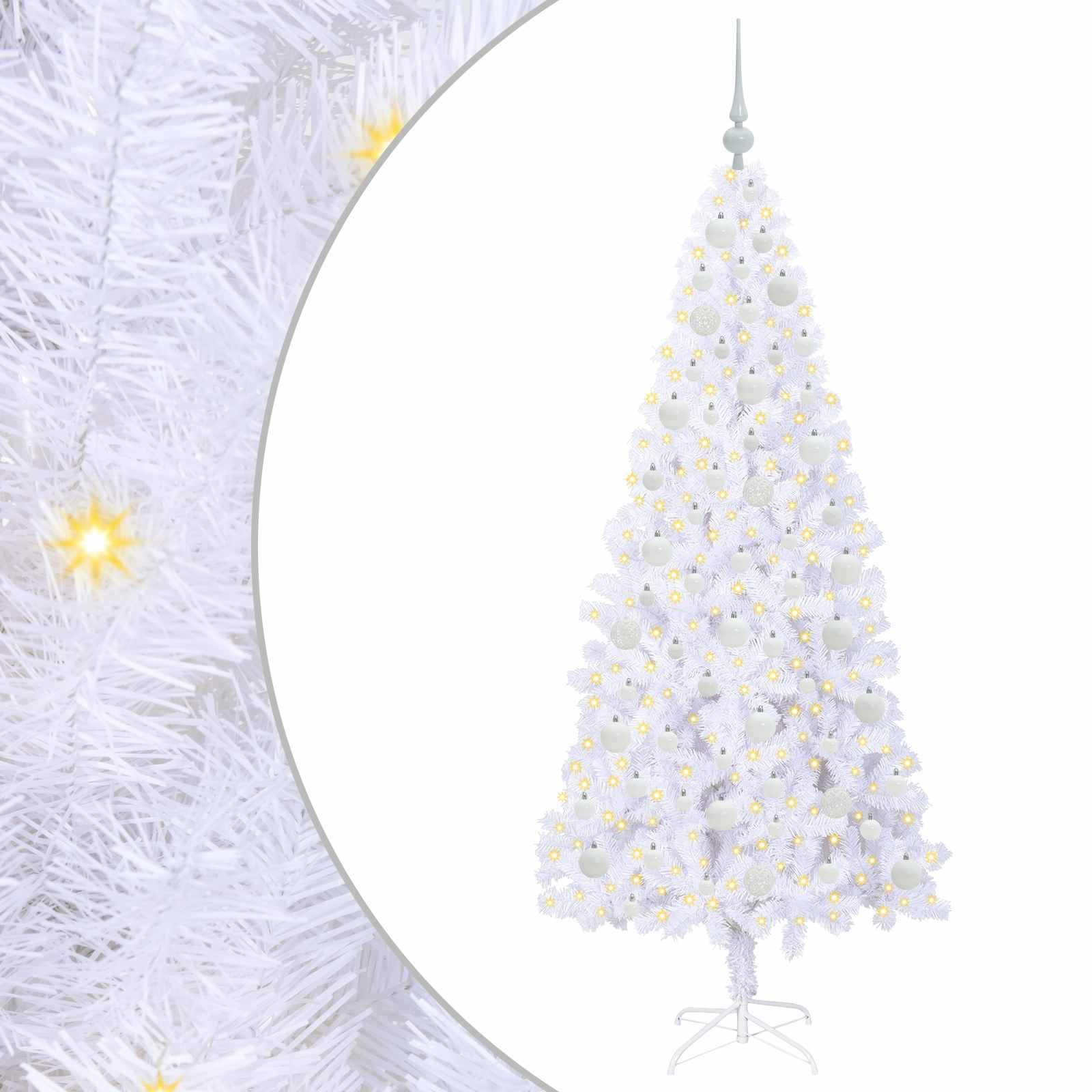 Sapin de Noël artificiel avec 300 LED Blanc 180 cm PVC et Acier – Image 2