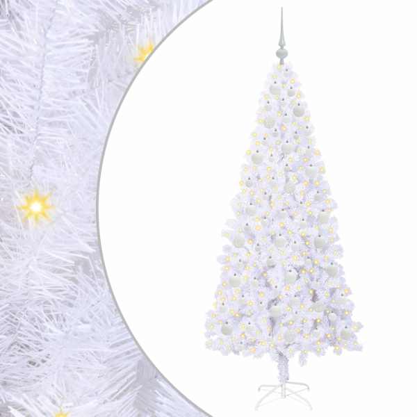 vidaXL Tehisj&otilde;ulupuu koos 300 LED-iga Valge 180 cm PVC ja teras