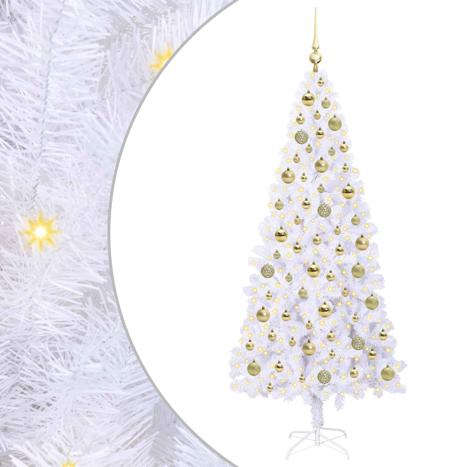 Sapin de Noël artificiel avec 300 LED Blanc 180 cm PVC et Acier – Image 2