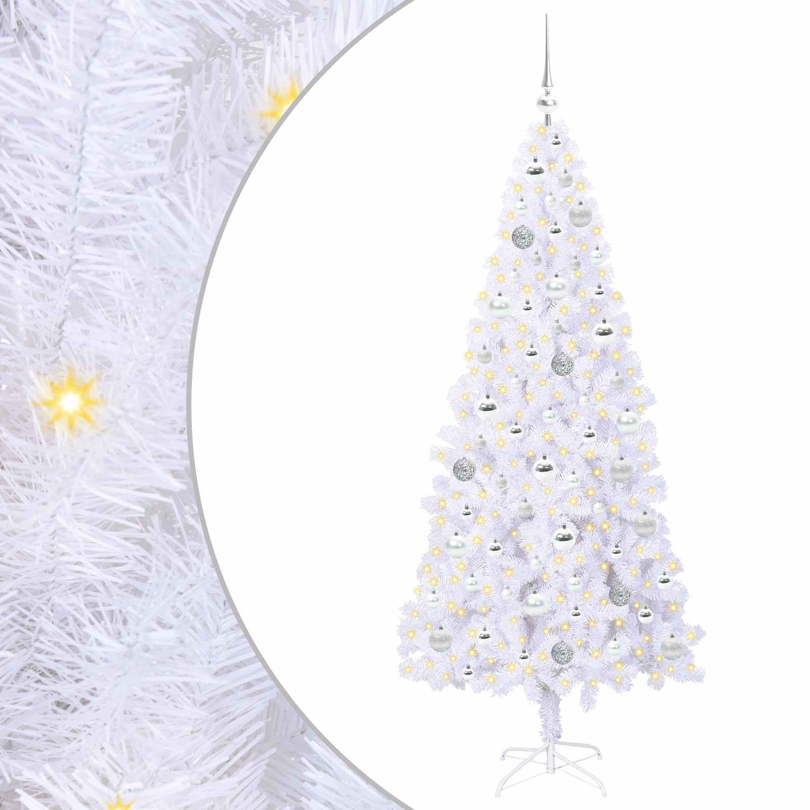 Sapin de Noël artificiel avec 300 LED Blanc 180 cm PVC et Acier – Image 2