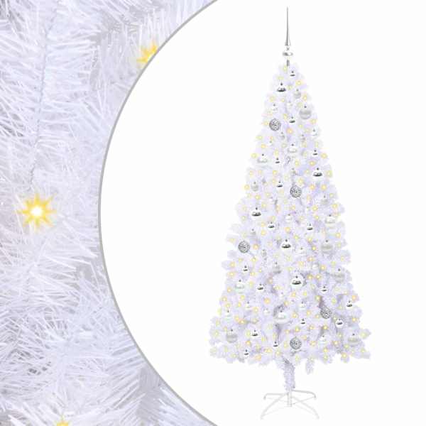 vidaXL Tehisj&otilde;ulupuu koos 300 LED-iga Valge 180 cm PVC ja teras