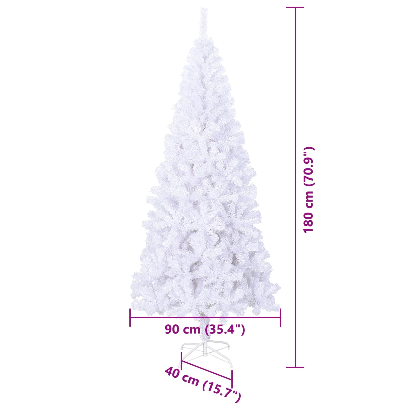 Umělý vánoční stromeček s stojanem Bílá 180 cm PVC a ocel - obrázek 14